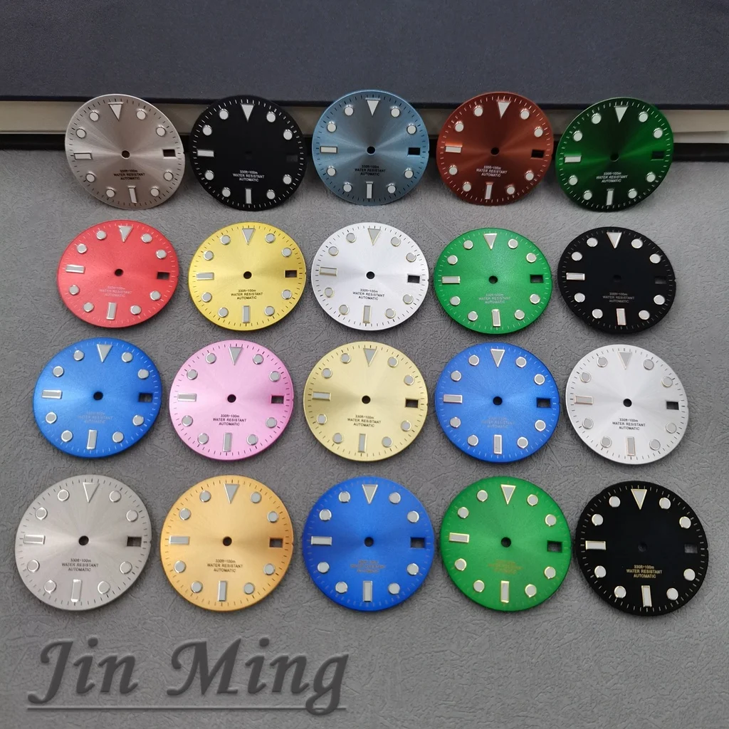 Hochwertiges 28,5 mm Silber Gold Schwarz Rosa Datumsfenster Blau Grün Leuchtendes aseptisches Zifferblatt Passend für NH35 /NH36/4R/7S Automatikwerk Image