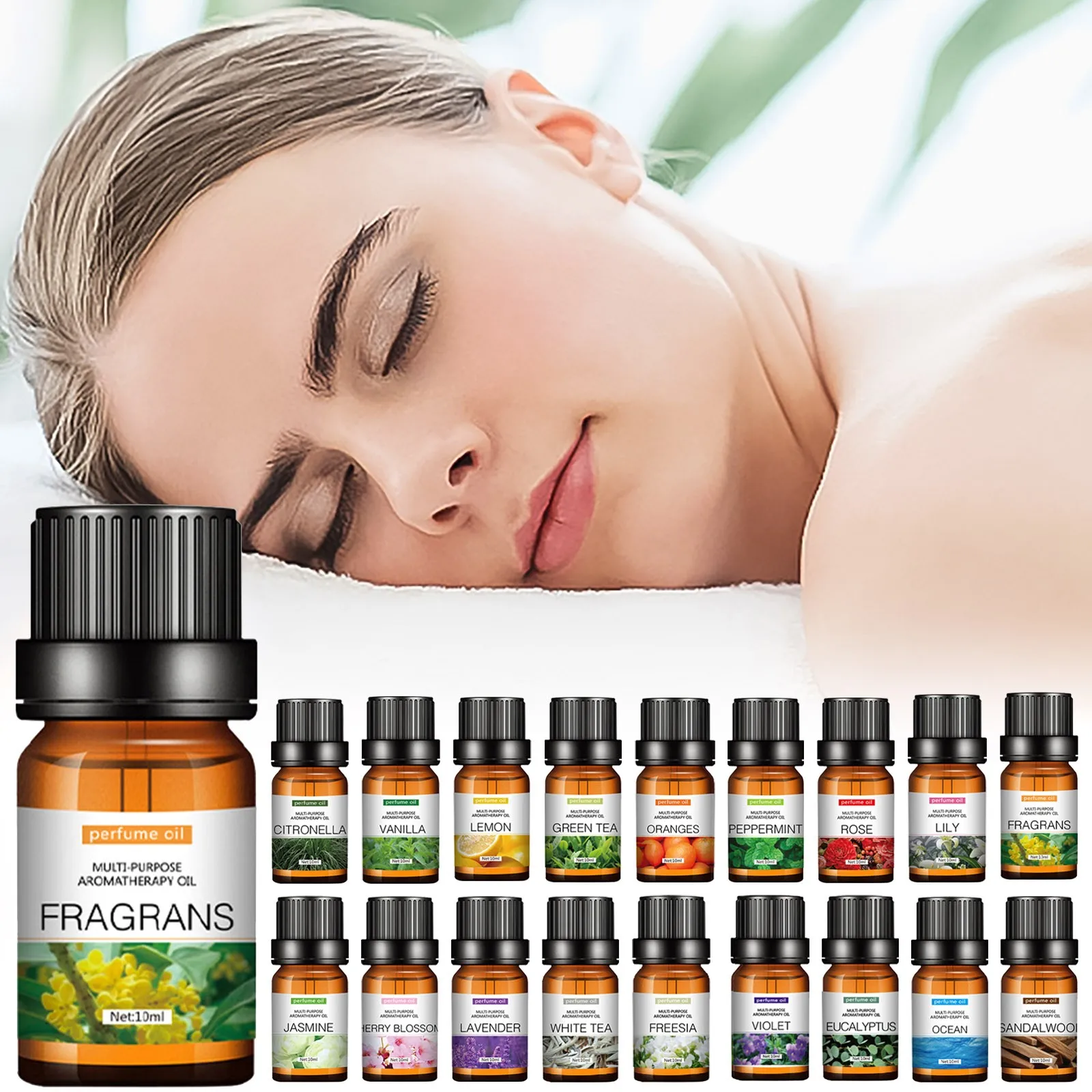 Ätherisches Öl mit Blumenfrucht, wasserlöslich, lindert Stress für Luftbefeuchter, Aroma-Diffusor, Duftlampe, Lufterfrischung, Aromatherapie Image