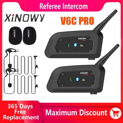 XINOWY V6C Neue Voll Duplex 1200M Fußball Schiedsrichter Arbitration Ohrbügel Bluetooth Intercom Mono Kopfhörer Headset Kopfhörer Image