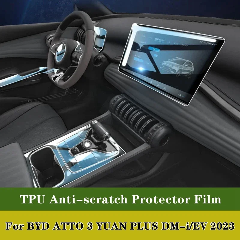 Für byd atto 3 Yuan plus dm-i/ev Auto Mittel konsole Medien Armaturen brett Navigation TPU Anti-Kratz schutz Film Auto Innenraum Image