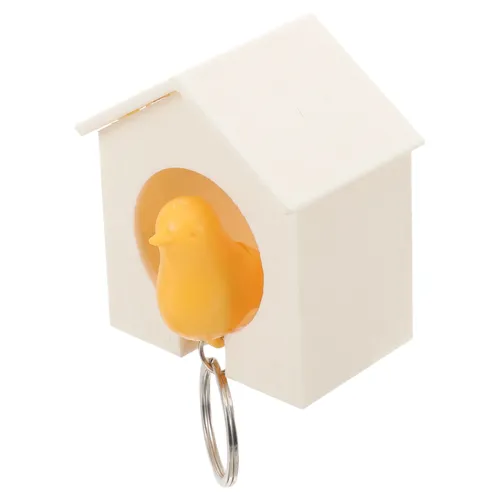 Vogelhaus Schlüssel ring-weißes Haus mit gelben Vogel