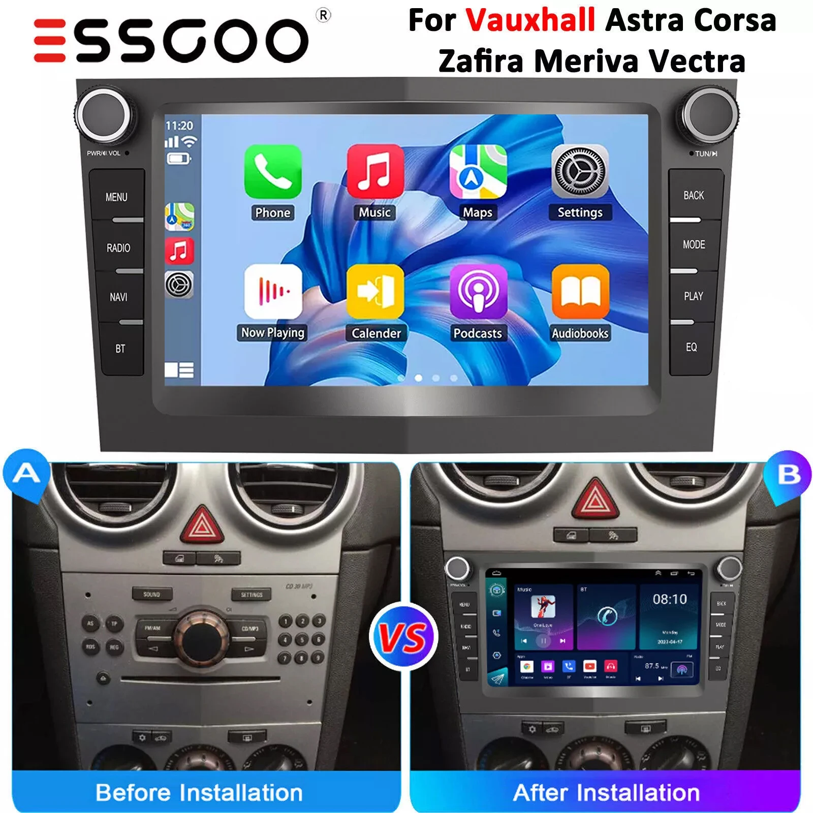 7 zoll Auto Stereo Android 13 CarPlay GPS BT 64G Für Opel Vauxhall Corsa C/D Zafira Astra H Combo GPS Navi Multimedia Video Player