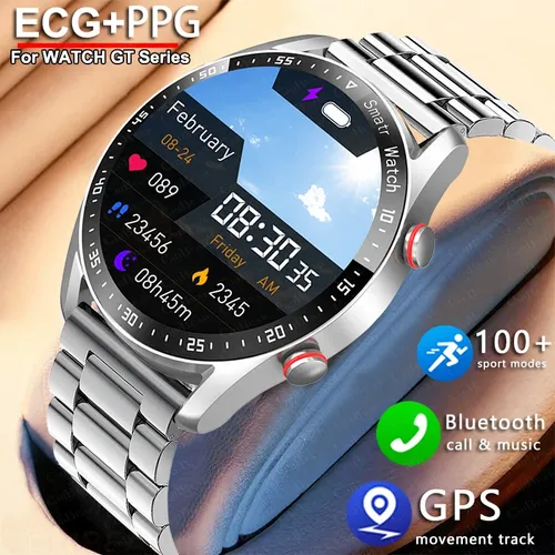 2025 nouveau sport de plein air montre intelligente hommes GT série 1.53 pouces AMOLED écran montre de sport ECG + PPG santé Smartwatch homme pour Huawei