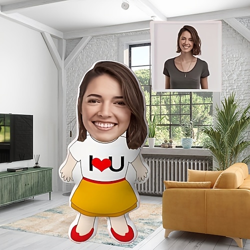 Personalisierte Geschenk-Gedenk-Kissen Ich liebe dich weich kuschelig doppelseitig bedruckt handwaschbar zeitgenössisches Design Reißverschluss mit Baumwolle gefüllt dekoratives Wurfkissen für Image