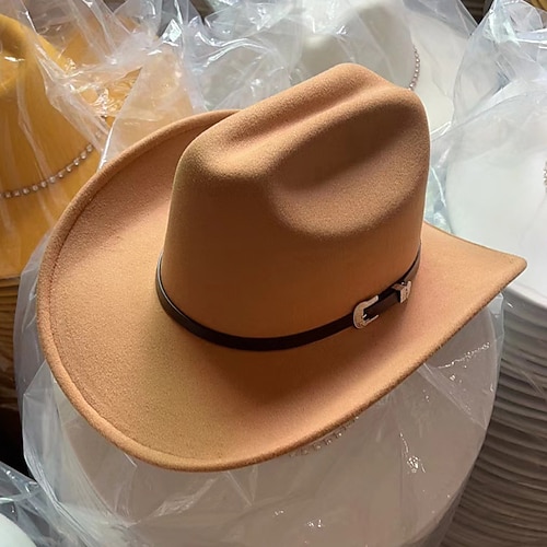 Western herren wolle cowboy hut metall schnalle vintage ritter hut chapeu cowb Image