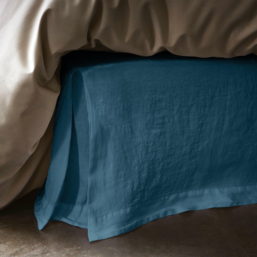Cache sommier en lin lavé Bleu nuit 140x200cm