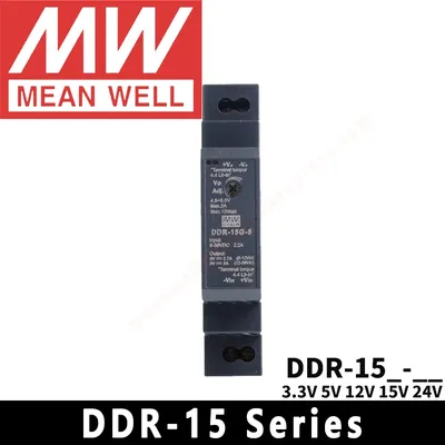 Mean Well DDR-15L/15G-3.3/5/12/15/24 Series Din Rail Type DC to DC Converter 9-36Vdc/18~75Vdc input