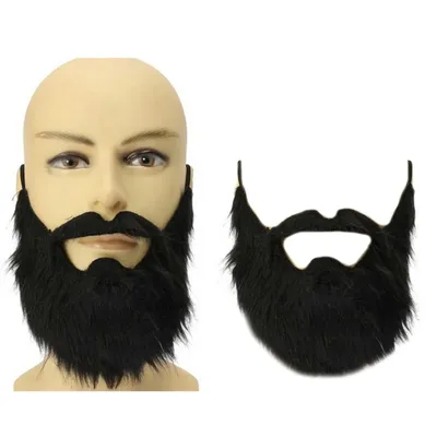 Halloween Fake Beard Funny Fake Mustaches Costume Whiskers Hair Disguise Accessories with Adjustable