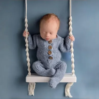 Baby Photography Props Newborn Swing Chair Wooden Furniture Infants Photo Shooting Prop Accessories