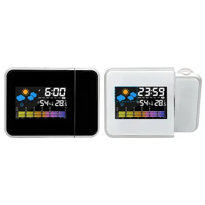 Smart Alarm Clock with Night Backlight Desk Table Thermometer Hygrometer Projection Clock for Home