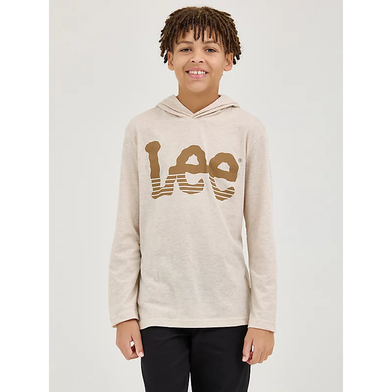 Lee Boys Stripe Twitch Logo Hoodie T-Shirt Oatmeal Heather (Size M)