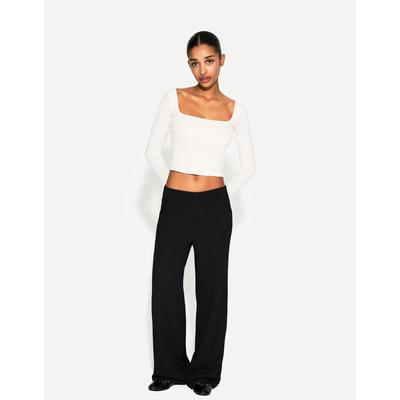 Bershka Wide-Leg Trousers Women Xs Black