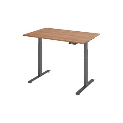 bümö höhenverstellbarer Schreibtisch 120 x 80 cm in Nussbaum, Gestell graphit - Höhenverstellbar Elektrisch Stehpult mit 3-fach Speicher, Image