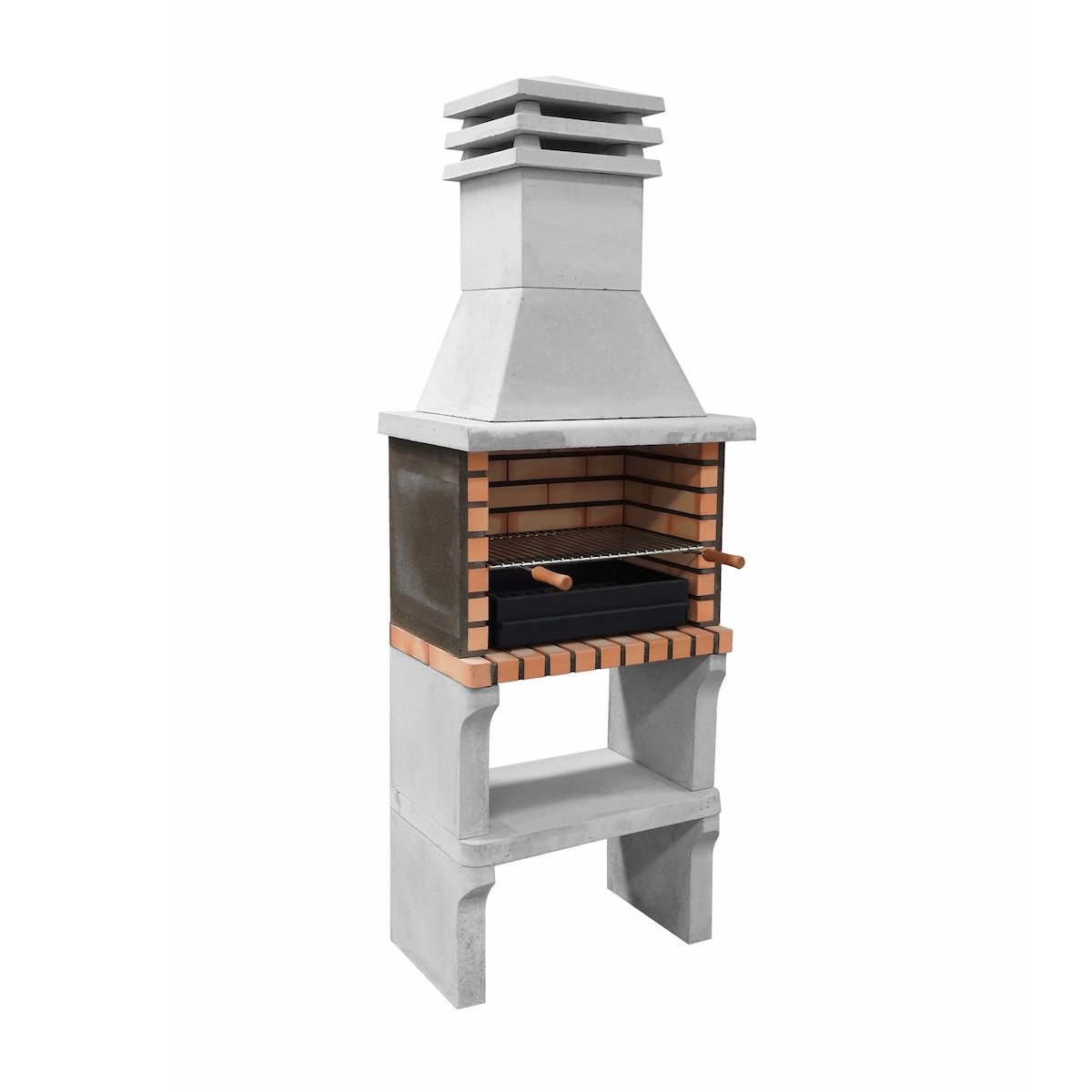 MAESTRO FERRETERO MF - Grillkamin Modell Iberia Plus XL (Grau, Orange - 69 x 47 x 190 cm) REF: M00332 - Für den Außenbereich Image