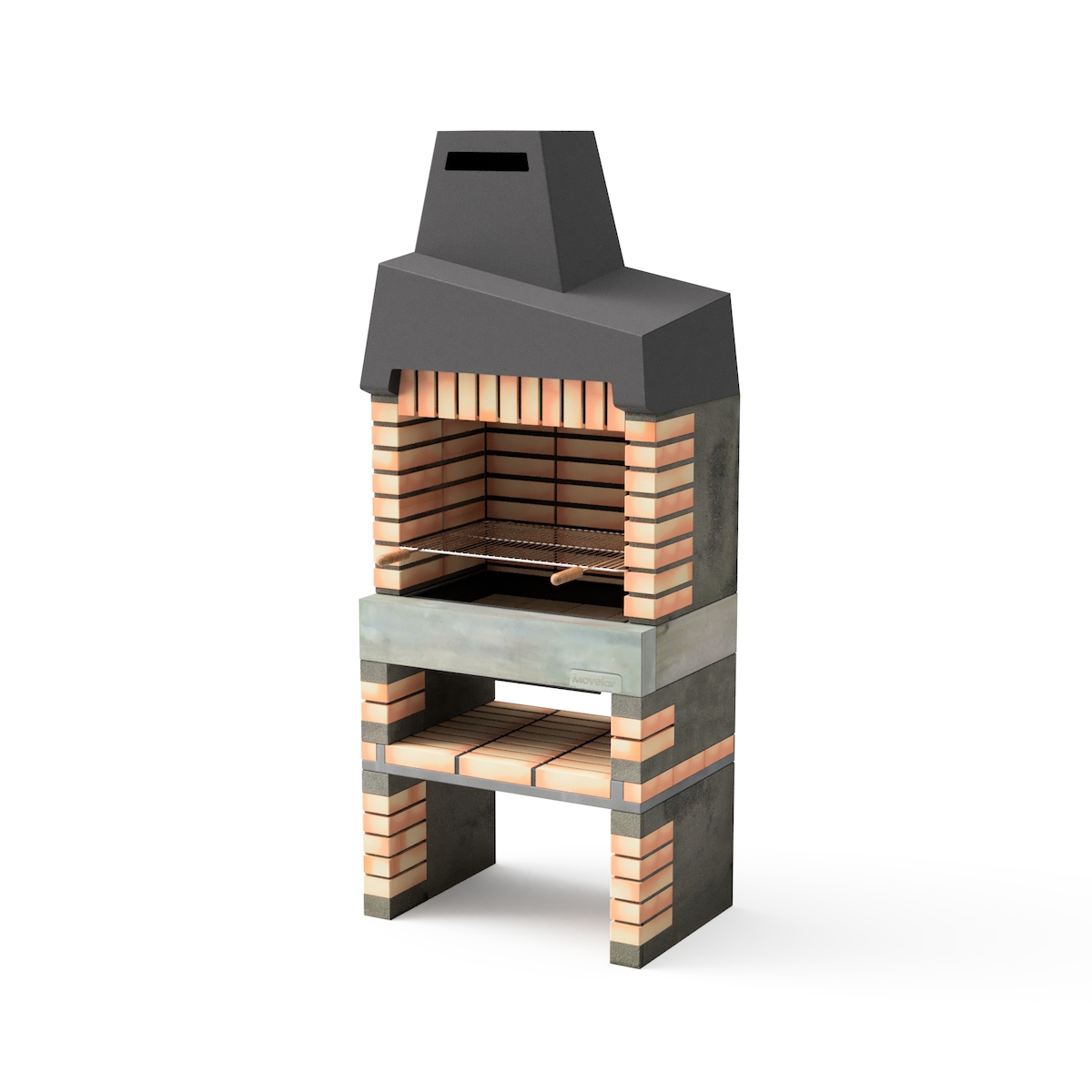 MAESTRO FERRETERO MF - Fertiggrill für Holz und Holzkohle Modell California Plus (Grau, Orange - 86,5 x 58 x 215 cm) REF: 8890/2 - Verwendung im Außenbereich Image