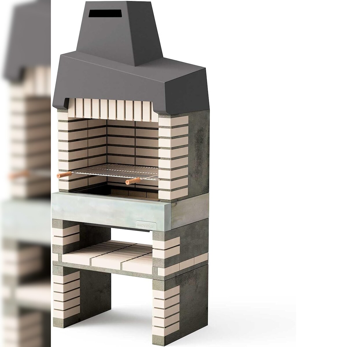MAESTRO FERRETERO MF - Grillkamin Modell California Plus (Grau Beige - 86,5 x 58 x 215 cm) REF: 8890 - Für den Außenbereich Image