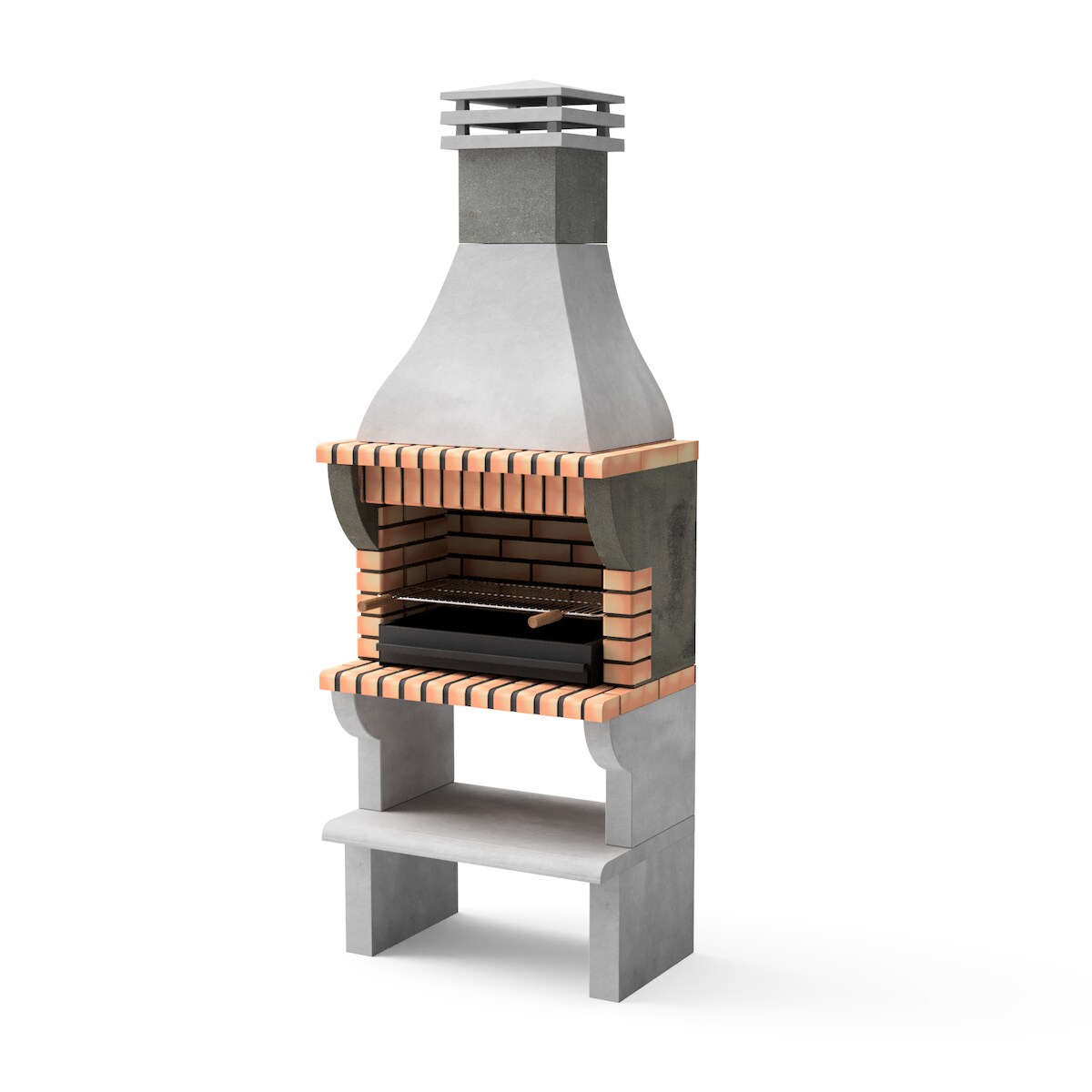 MAESTRO FERRETERO MF - Grillkamin Modell Maipu XL (Grau, Orange - 86,5 x 58 x 245 cm) REF: 3531/3 - Für Außenbereich Image