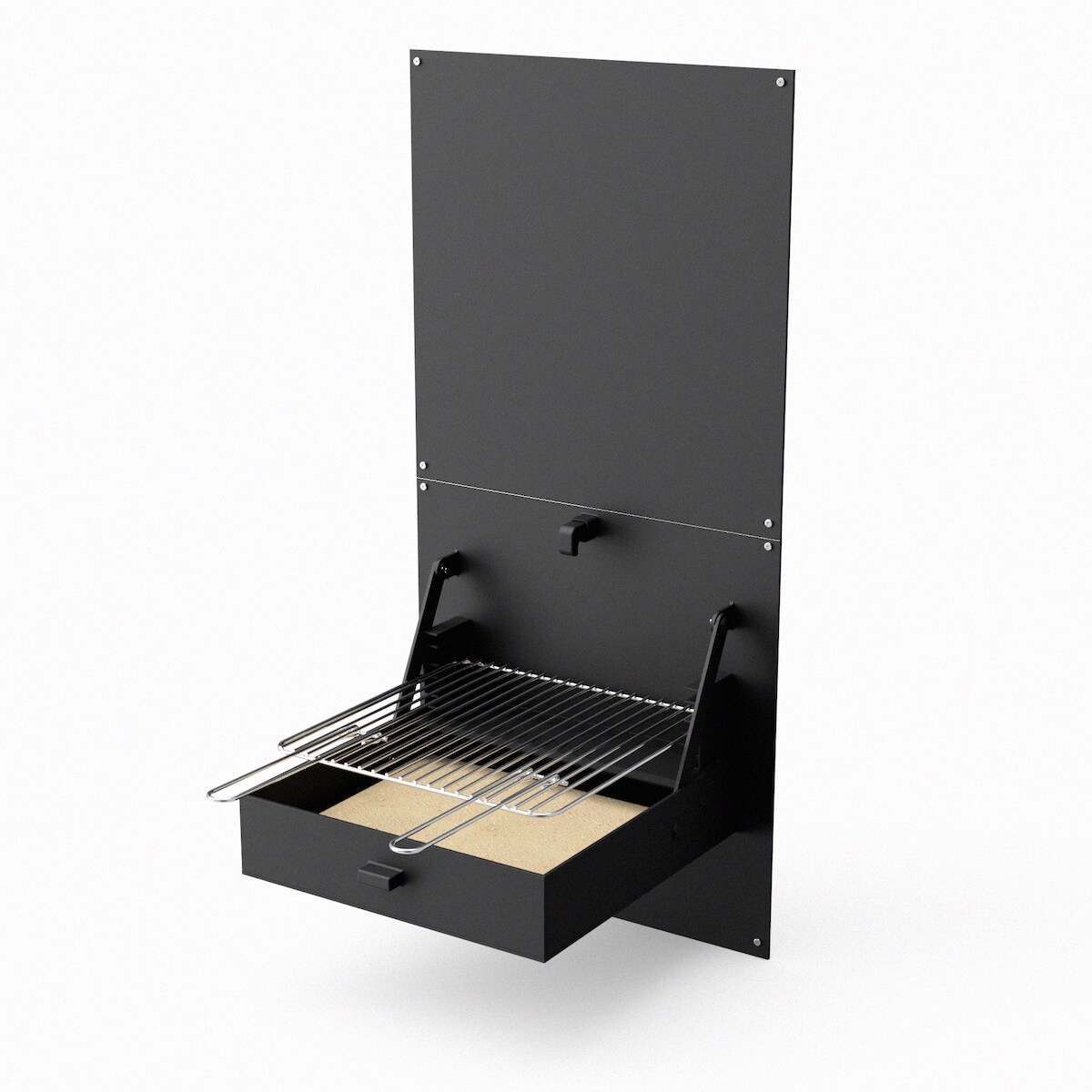 MAESTRO FERRETERO MF - WALL iBBQ Modell Holz- und Holzkohlegrill mit Schutzplatte (Schwarz - 58,5 x 57 x 114 cm) REF: 4200/2 Image