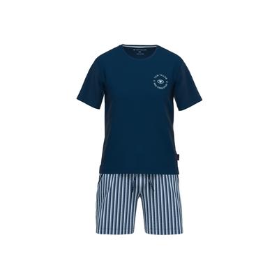 Pyjama TOM TAILOR "Pyjama Shorty Kilkenny", Herren, Gr. L, blau, Obermaterial: 100% Baumwolle CO., Homewear-Sets