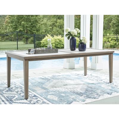 Signature Design by Ashley Rainier Ranch Brown/Beige Outdoor Dining Table - 42" W x 84" D x 29.5" H