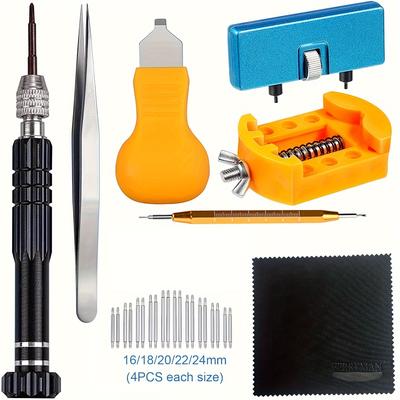 TEMU Professional Watch Repair Kit: Includes Screwdriver, Tweezers, Spring Bar, Wrench, And Back Remover For 3 Types Of Watches