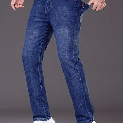 TEMU Semi-formal Jeans, Men's Casual Stretch Denim Pants For All Business