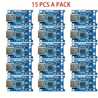 TEMU 15pcs 1a Li- Charging Board Module With Type-c & Usb Interfaces, Overcharge Protection - Ideal For Diy Electronics Projects