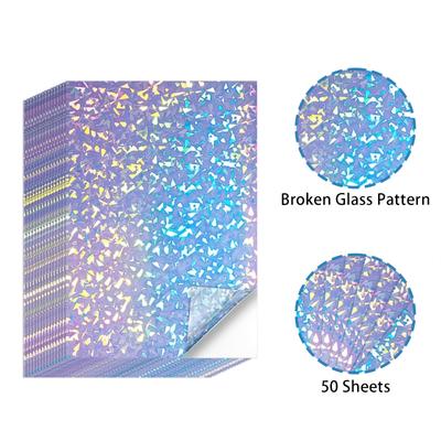 TEMU 50-pack Holographic Pattern Pvc Self-adhesive Vinyl Sticker Film, 4.1x2.9 Inch, Waterproof Cold Lamination Decal For Diy Crafts And Decor