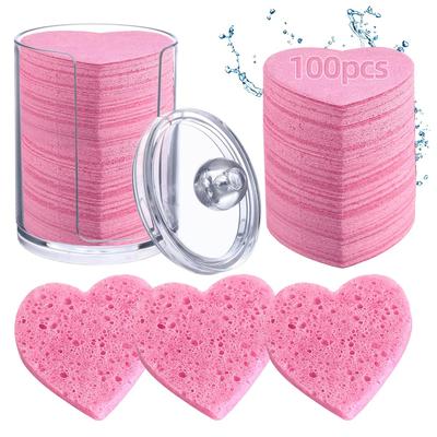 TEMU 100pcs High-quality Compressed Facial Sponges With Storage Container - Gentle, -free For Types, Deep Cleansing & Makeup Removal