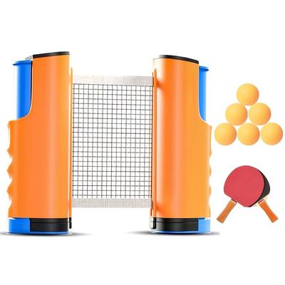 TEMU 1 Set Portable Table Tennis Training Set, Including Telescopic Net, 2 Table Tennis Rackets, 6 Table Tennis Balls, Suitable For Indoor And Outdoor Table Tennis Training