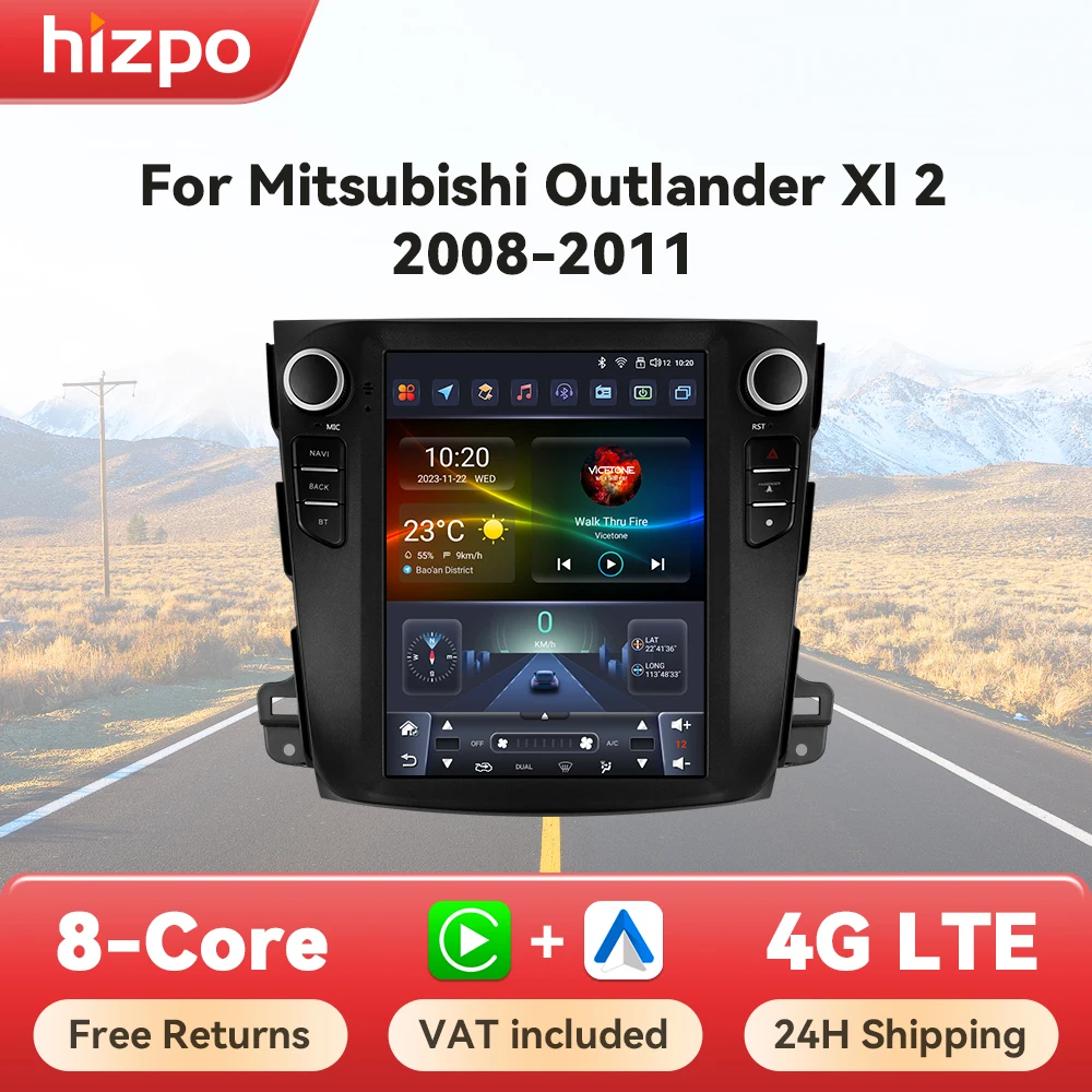Hizpo 9,7 "Für Tesla Stil Auto Radio Für Mitsubishi Outlander XI 2 2008-2011 Android Auto Multimedia Player 4G Drahtlose Carplay Image