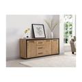 Credenza 3 ante e 3 cassetti in MDF Naturale e Nero - NALAMANE
