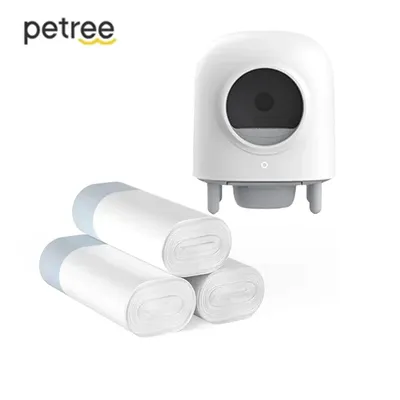 3 Rolls Drawstring Closure Pet Poop Bags For Petree 2 Gen Automatic Self Cleaning Litter Box Cat Toilet Tray 45pcs Accessories