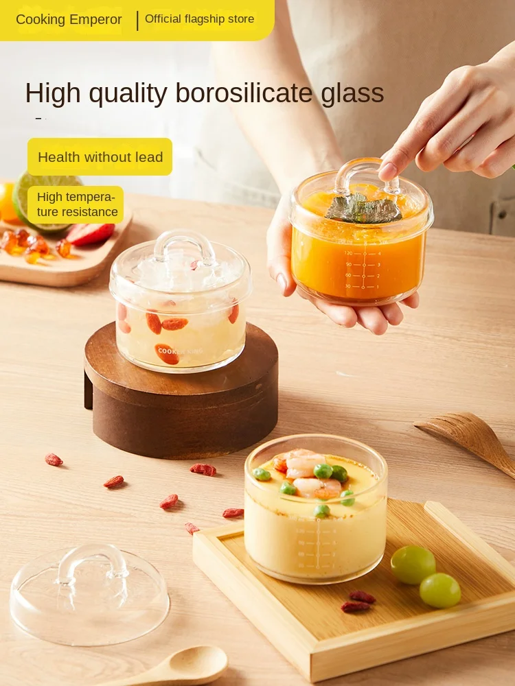 COOKER KING bol à œufs cuit à la vapeur mijoteuse verre Borosilicate Cubilose ragoût petit bol Tureen vaisselle pour bébé