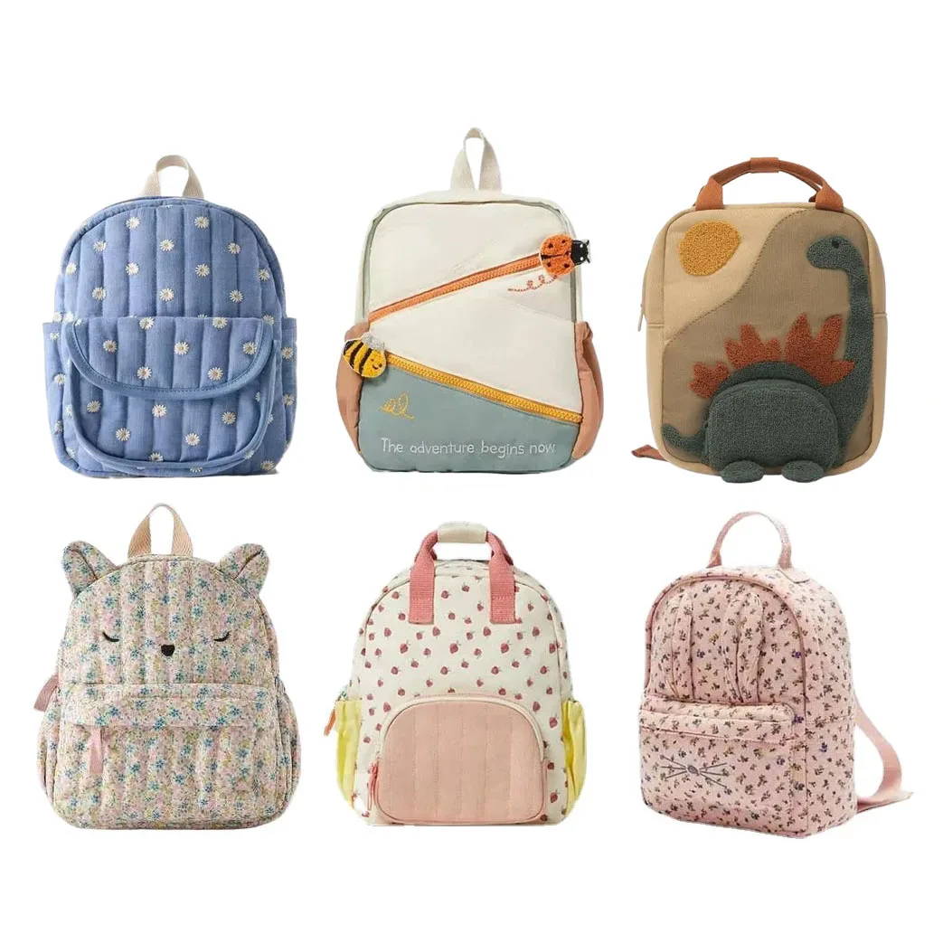 Dessin animé brodé enfants sac à dos mode impression florale enfants sac à dos pour filles garçons sacs d'école sacs à dos pour les enfants