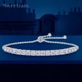 Bracelet de tennis en moissanite pour femme, bracelets en diamant, plaqué or blanc 18 carats, argent regardé S925, réglable, sportct-9ct