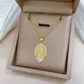 Chaîne en acier inoxydable, pendentif religieux vierge marie en Zircon, fleur, colliers pour femmes et hommes, accessoires, bijoux cadeaux