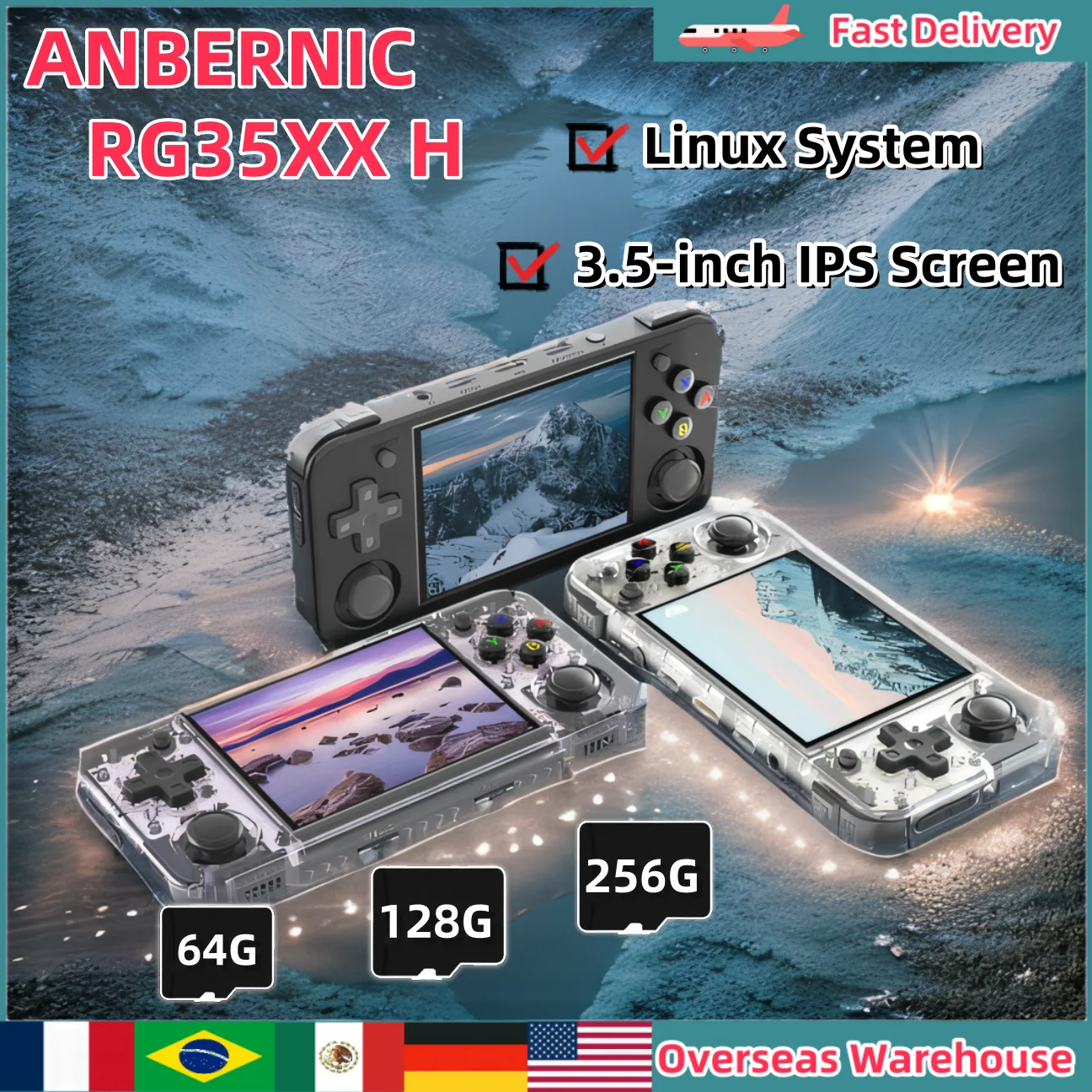 ANBERNIC RG35XX H Console de jeu portable rétro lecteur vidéo 3.5 pouces écran IPS Console de jeu Bluetooth Console Anbernic cadeau pour hommes