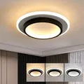 Plafond moderne à LEDs lumière 24W 2600lm noir rond plafonnier 3000K-6500K acrylique LED plafonnier pour salle de bain salon
