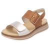 Keilsandalette REMONTE, Damen, Gr. 41, bunt (braun, goldfarben), Leder, metallic, casual, Schuhe, Sommerschuh, Riemchensandale mit komfortablem Softfußbett
