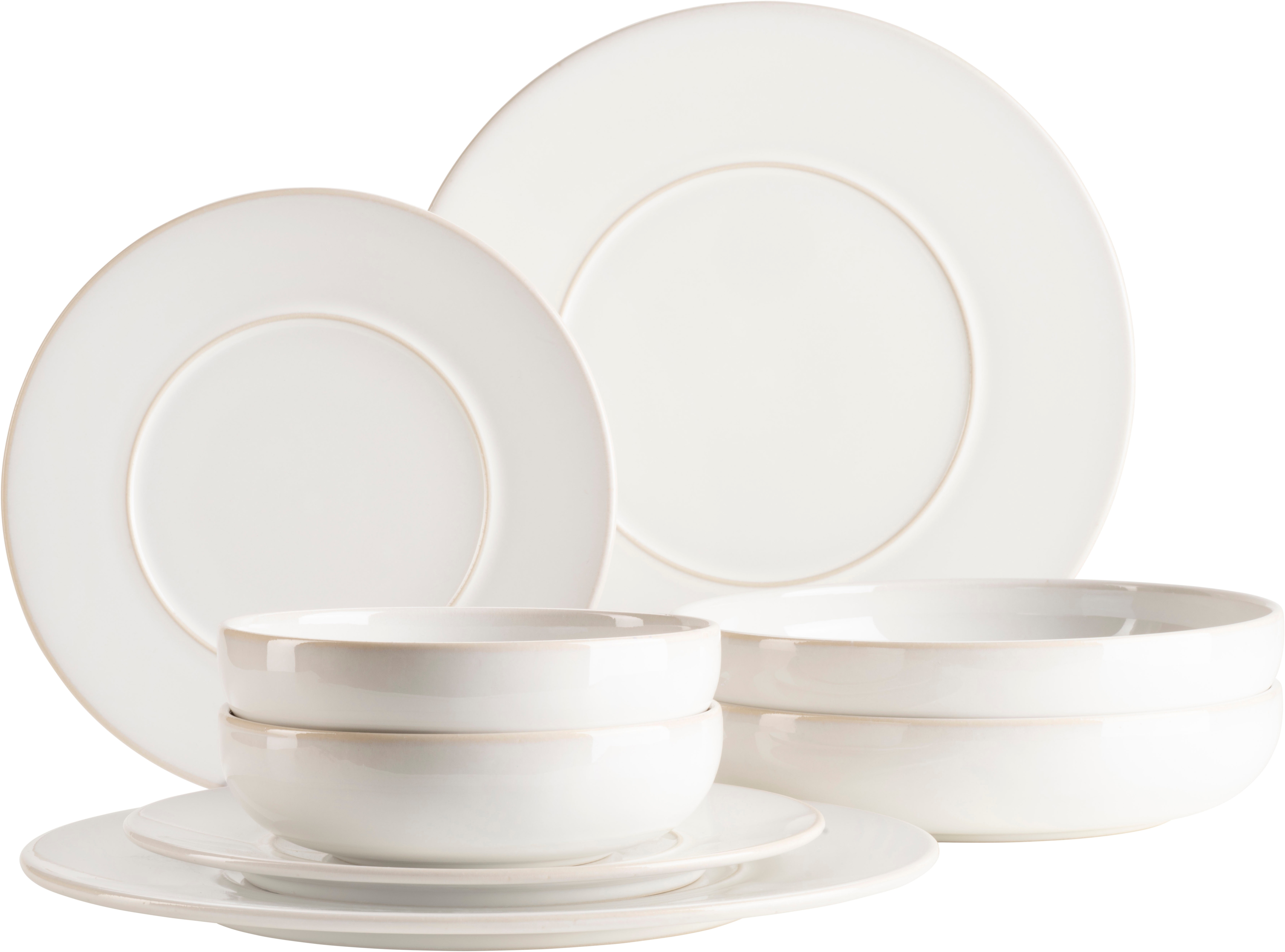 Kombiservice MÄSER "UNICO, Kombi-Service, Steinzeug", weiß, 8 Stk., Steinzeug, Geschirr-Sets, Kombiservice, Geschirr-Set, Service