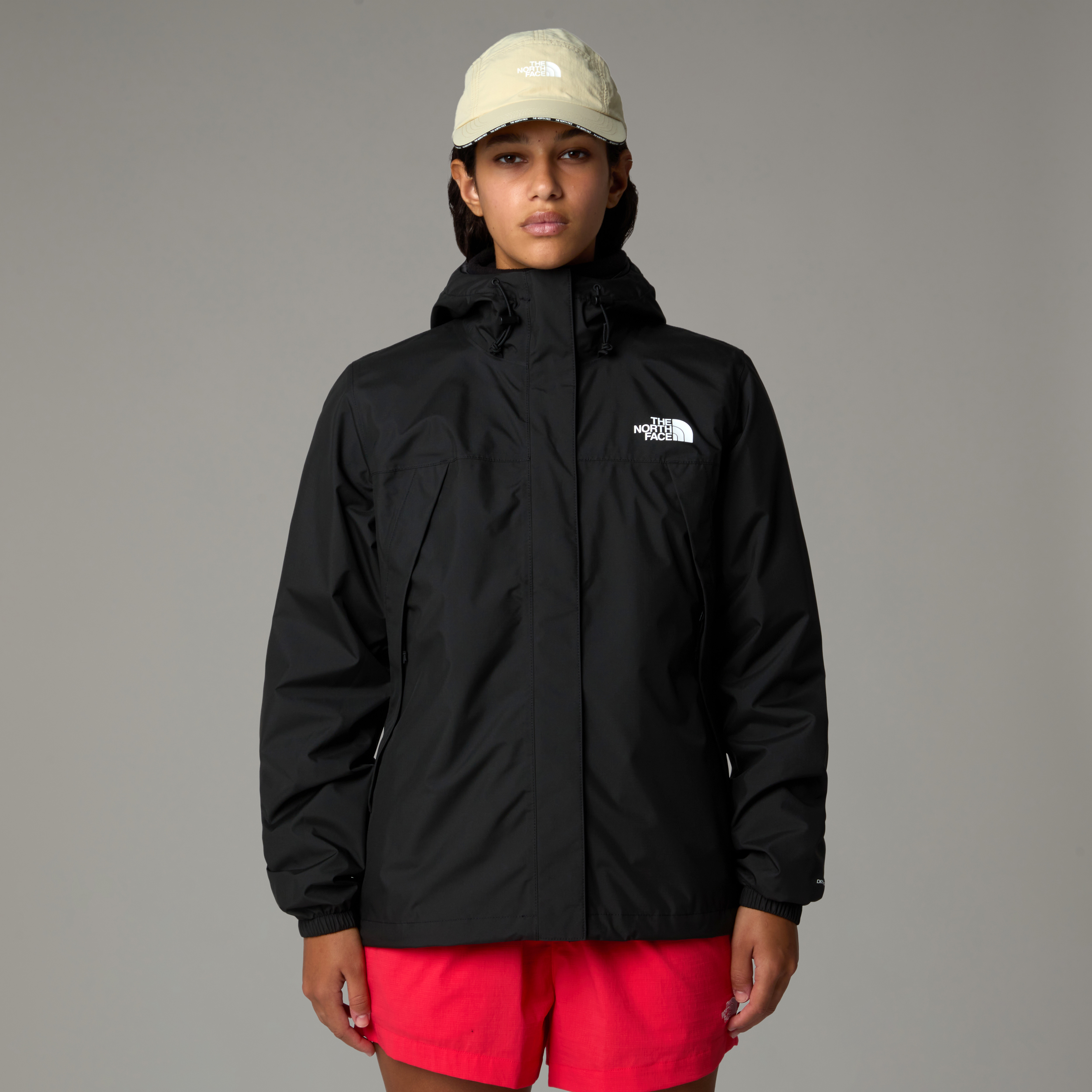 Regenjacke THE NORTH FACE "W ANTORA RAIN JACKET", Damen, Gr. XXL, schwarz (tnf schwarz), Obermaterial: 100% Polyester, Jacken Regenjacke, wasserdicht, winddicht, mit verstellbarer Kapuze