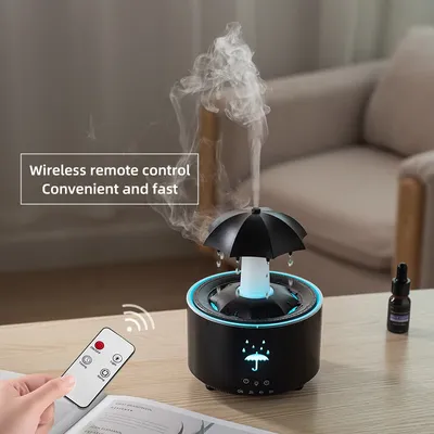 Cloud Rain Humidifier Raindrop Aroma Essential Oil DiffuserRemote Control Night Light Desktop