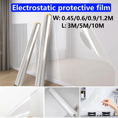 3/5/10m Transparent Electrostatic Protective Film Self Adhesive Oil Proof Wall Sticker Wallpaper