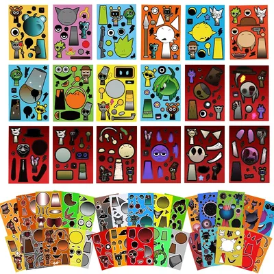 10/22/32PCS Sprunki Stickers Make-a-face Stickers Make Your Own Sprunki Sticker for Class Reward,
