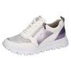 Plateausneaker WALDLÄUFER "H-AJALA", Damen, Gr. 7,5 (41), weiß (weiß kombiniert), Nappaleder, Lackleder, Textil, kontrastfarbene Details, sportlich, Schuhe, Halbschuh, Schnürschuh, Freizeitschuh mit Kontrastbesätzen, Weite H