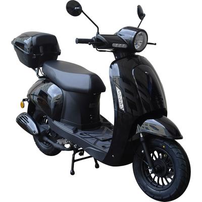 Motorroller GT UNION "Massimo 25", schwarz (schwarz, schwarz), Motorroller & Mofas, mit Topcase, 25 km/h, Luftgekühlter Motor, B:67cm H:115cm L:189cm Image
