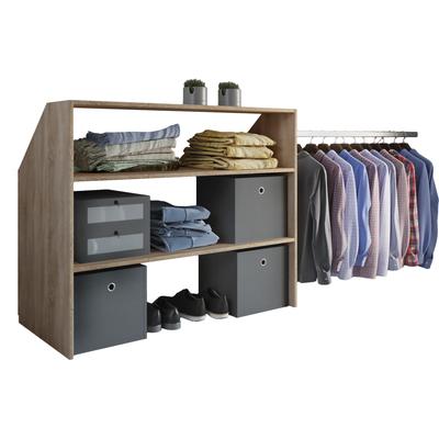 Kleiderschrank VCM "VCM Holz Kleiderschrank offener Schrank begehbarer Kleiderregal Dachschrägen Regal Maße ca. B. 90 x H. 100 x T. 50 cm - Dacho l" Gr. 90, braun (sonoma, eiche), B:90cm H:100cm T:50cm, Obermaterial: 100% Holz Wood., Schränke Image