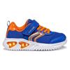 Sneaker GEOX "J ASSISTER BOY Blinkschuh", Kinder, Gr. 35, blau (blau, orange), Textil, Synthetik, sportlich, Schuhe, Sportschuh, Klettschuh mit auffällig blinkender Sohle