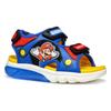 Sandale GEOX "J SANDAL CIBERDRON B Blinkschuh", Kinder, Gr. 29, blau (blau, rot), Synthetik, Textil, sportlich, Schuhe, Klettschuh in buntem Design mit Super Mario Motiv und Blinkfunktion